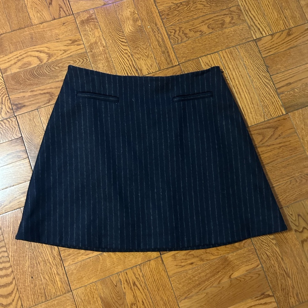 & Other Stories Navy Pinstripe A-Line Mini Skirt
